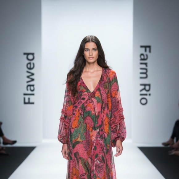 FARM Rio Dresses & Skirts - FARM Rio Vibrant Pink and Orange Floral Dress